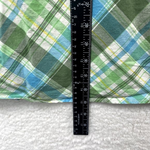 Y2K 2000s Vintage Gap Shift Dress 8 M Medium Green Blue Plaid Strapless Summer - Picture 10 of 12